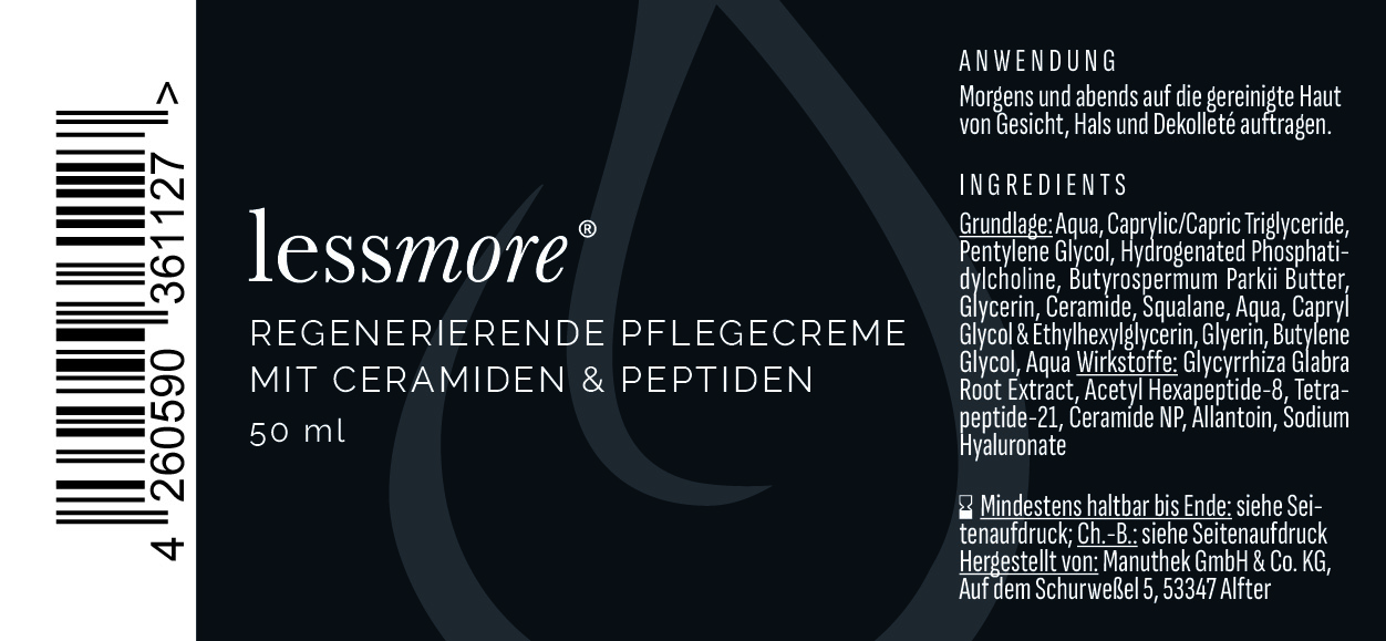 lessmore® Regenerierende Pflegecreme mit Ceramiden und Peptiden – Bild 2